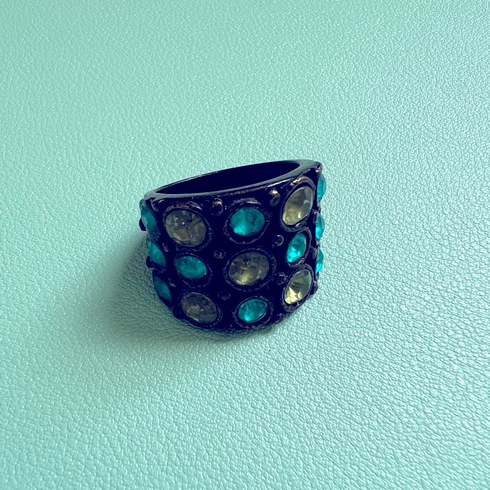 1928™️ jeweled statement ring, teal/green, size 8.5